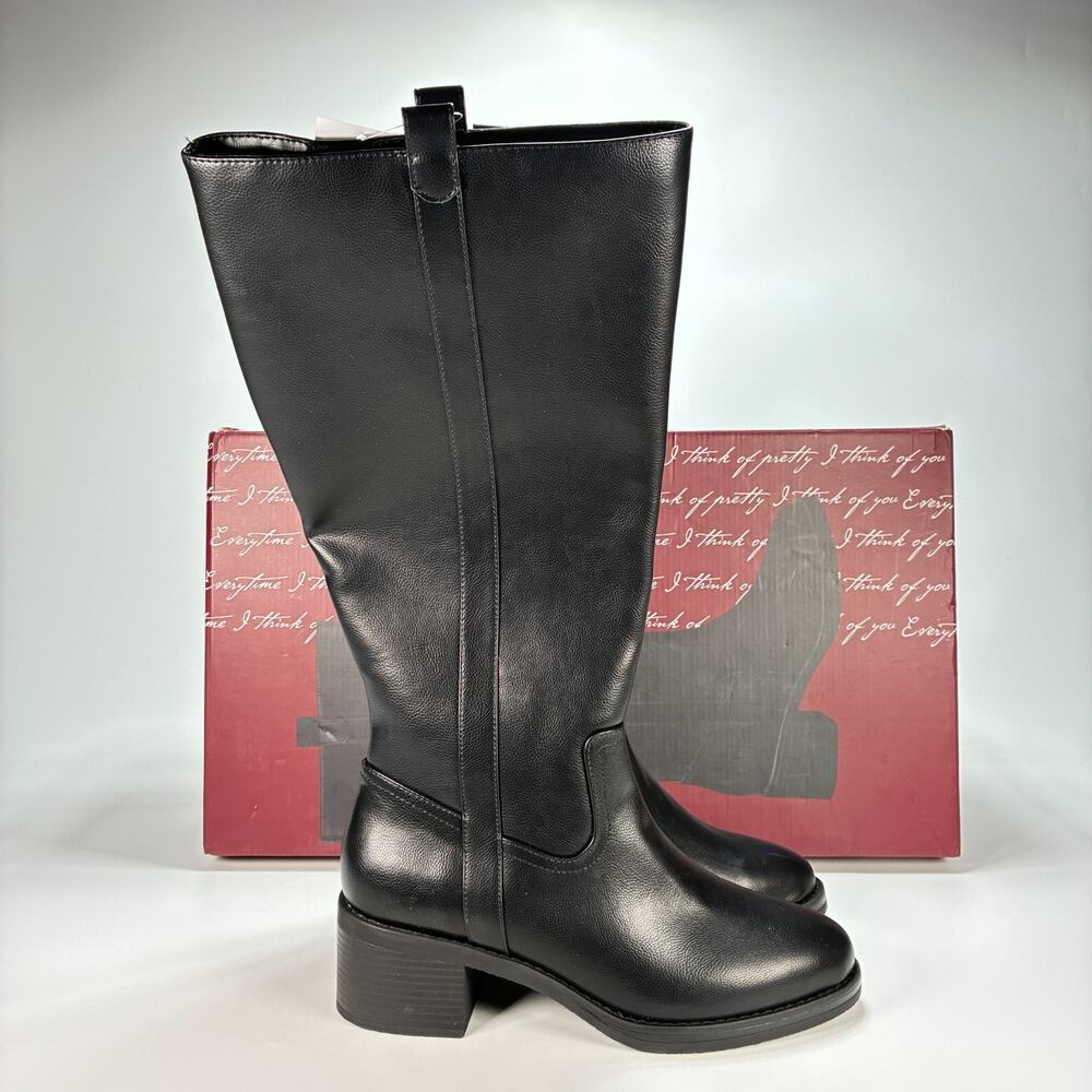 Kensie Naya B Black Chunky Block Heel Tall Knee High Boots 1916423 Women's Sz 11